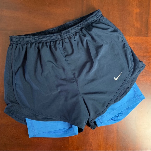Nike Pants - Blue Nike Running Shorts w/Under-Shorts Small